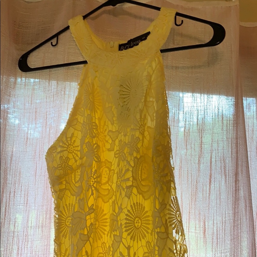 Yellow Floral Lace Dress